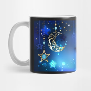 Gold Crescent on Blue Background Mug